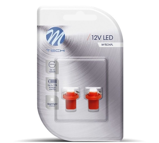 BAX 12V B8,5d 0,24W LED 1xSMD5050 ΚΟΚΚΙΝΟ BLISTER 2ΤΕΜ. M-TECH