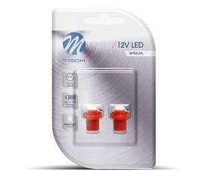 BAX 12V B8,5d 0,24W LED 1xSMD5050 ΚΟΚΚΙΝΟ BLISTER 2ΤΕΜ. M-TECH