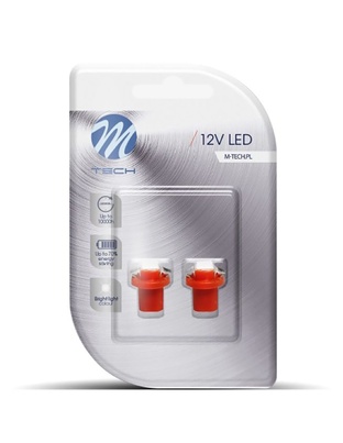 BAX 12V B8,5d 0,24W LED 1xSMD5050 ΚΟΚΚΙΝΟ BLISTER 2ΤΕΜ. M-TECH