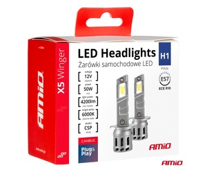 Amio - Λάμπες LED Αυτοκινήτου X5 WINGER H1 6000K 30W CANBUS 2936LM - 2 Τεμ. (03943/AM)
