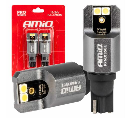 Amio - ΛΑΜΠΕΣ T15 W16W 12/24V 6.000K 4xSMD LED FULL CAN-BUS ΛΕΥΚΟ 3030 PRO SERIES - 2 ΤΕΜ. (03581/AM)
