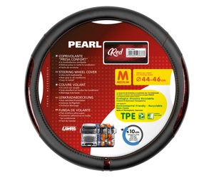 ΚΑΛΥΜΜΑ ΤΙΜΟΝΙΟΥ ΦΟΡΤΗΓΟΥ PEARL RED ΔΕΡΜΑΤΙΝΗ ΜΑΥΡΟ/ΚΟΚΚΙΝΟ (M) 44-46cm ΟΙΚΟΛΟΓΙΚΟ ΚΑΙ ΑΟΣΜΟ