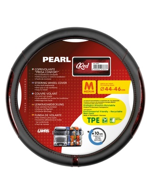 ΚΑΛΥΜΜΑ ΤΙΜΟΝΙΟΥ ΦΟΡΤΗΓΟΥ PEARL RED ΔΕΡΜΑΤΙΝΗ ΜΑΥΡΟ/ΚΟΚΚΙΝΟ (M) 44-46cm ΟΙΚΟΛΟΓΙΚΟ ΚΑΙ ΑΟΣΜΟ