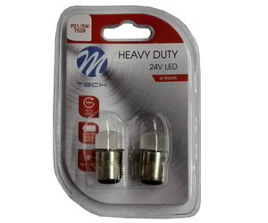 P21/5W 24V BAY15d 9xSMD3014 LED ΚΟΚΚΙΝΟ HEAVY-DUTY BLISTER M-TECH - 2 ΤΕΜ.