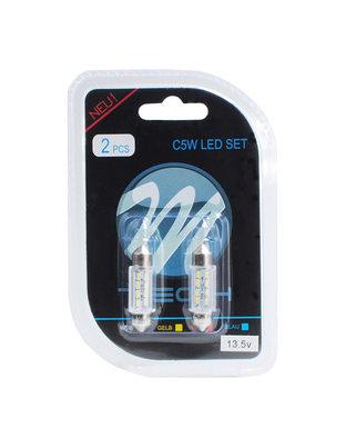 ΛΑΜΠΑΚΙΑ ΠΛΑΦΟΝΙΕΡΑΣ C5W/C10W 12V 1W SV8,5 36mm LED 8xSMD3014 ΛΕΥΚΟ BLISTER 2ΤΕΜ.