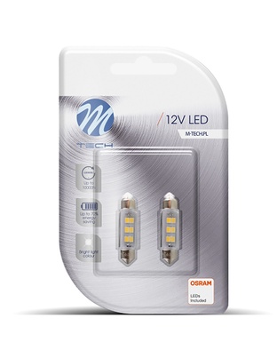 ΛΑΜΠΑΚΙΑ ΠΛΑΦΟΝΙΕΡΑΣ C5W/C10W 12V SV8.5 0,75W 41mm 6xSMD2835 LED OSRAM ΛΕΥΚΟ  BLISTER 2ΤΕΜ. M-TECH