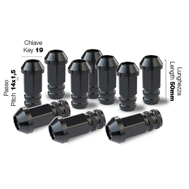 Simoni Racing - ΠΑΞΙΜΑΔΙ ΚΩΝΙΚΟ 14x1,5 (50mm) (19) ΜΑΥΡΟ 10ΤΕΜ.