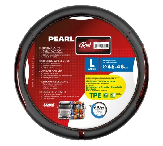 ΚΑΛΥΜΜΑ ΤΙΜΟΝΙΟΥ ΦΟΡΤΗΓΟΥ PEARL RED ΔΕΡΜΑΤΙΝΗ ΜΑΥΡΟ/ΚΟΚΚΙΝΟ (L) 46-48cm ΟΙΚΟΛΟΓΙΚΟ ΚΑΙ ΑΟΣΜΟ