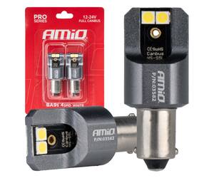 Amio - ΛΑΜΠΕΣ T4W BA9s 12/24V 6.000K 4xSMD LED FULL CAN-BUS ΛΕΥΚΟ 3030 PRO SERIES - 2 ΤΕΜ. (03582/AM)