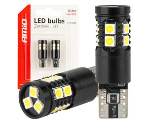 Amio - ΛΑΜΠΑΚΙΑ T10 W5W 12V/24V LED CAN-BUS 13xSMD 3030 ΛΕΥΚΟ 5500K - 2 ΤΕΜ. (04259/AM)
