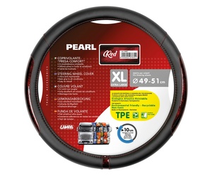 ΚΑΛΥΜΜΑ ΤΙΜΟΝΙΟΥ ΦΟΡΤΗΓΟΥ PEARL RED ΔΕΡΜΑΤΙΝΗ ΜΑΥΡΟ/ΚΟΚΚΙΝΟ (XL) 49-51cm ΟΙΚΟΛΟΓΙΚΟ ΚΑΙ ΑΟΣΜΟ