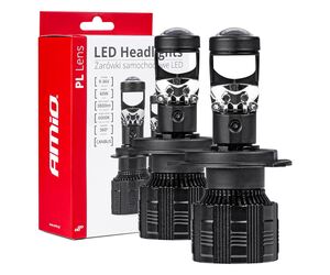 Amio - ΛΑΜΠΕΣ H4 PL-LENS SERIES 9>36V 60W 5.000K 3.800lm LED 2x4575 SMD CAN-BUS ΜΕ ΠΡΟΤΖΕΚΤΟΡΑ - 2 Τεμ. (03667/AM)