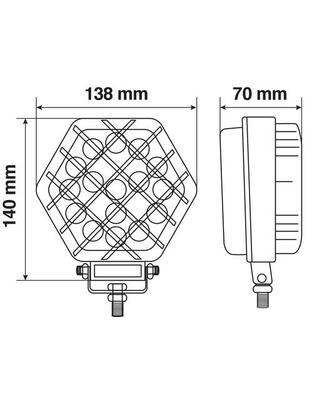 ΠΡΟΒΟΛΕΑΣ ΕΡΓΑΣΙΑΣ WL-22 16LED 52W 2400lm 9-32V (138 x 140 x 70 mm) ΚΑΡΦΙ -1 ΤΕΜ.