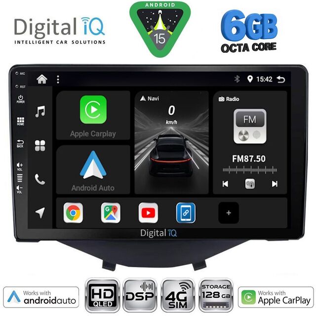 DIGITAL IQ BXF 17715_CPAA CLIMA-A/C (9inc) MULTIMEDIA TABLET for CITROEN C1-PEUGEOT 108-TOYOTA AYGO mod. 2014-2022