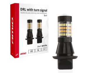 Amio - PY21W 12V BAU15s DRL 2 ΣΕ 1 ΛΕΥΚΟ/ΠΟΡΤΟΚΑΛΙ CAN-BUS 2x96 SMD 3014 2ΤΕΜ. (02451/AM)