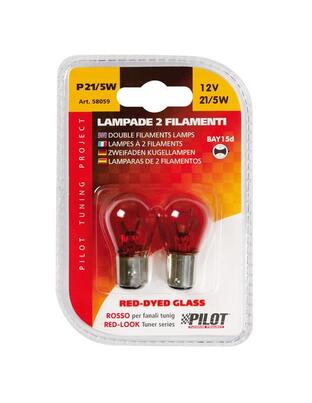 P21/5W 12V 21/5W BAY15d ΔΙΠΟΛΙΚΟ ΚΟΚΚΙΝΟ DYED-GLASS 2ΤΕΜ. BLISTER
