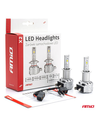 Amio - ΛΑΜΠΕΣ LED H3 10-16V 72W 6.500K 7920lm CAN BUS (ME ΑΝΕΜΙΣΤΗΡΑΚΙ) X2 SERIES - 2ΤΕΜ. (02971/AM)