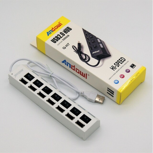 USB2.0 HUB 7 ΘΕΣΕΩΝ ΜΕ ΔΙΑΚΟΠΤΕΣ ANDOWL Q-H7