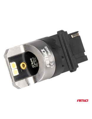Amio - ΛΑΜΠΕΣ P27W 12/24V 6.000K 4SMD LED CAN-BUS ΛΕΥΚΑ PRO SERIES - 2 ΤΕΜ. (03587/AM)