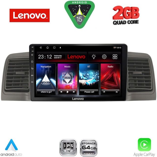 LENOVO LVD 2712GR_CPA (9inc) MULTIMEDIA TABLET for TOYOTA COROLLA mod. 2001-2006 (GREY)