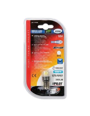 P21W 12V MEGA-LED 3D 6.500K BA15s 380LM ΔΙΑΘΛΑΣΗΣ (ΜΟΝΟΠΟΛΙΚΟ -FIAT) BLISTER 1ΤΕΜ.