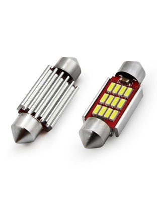 Amio - Λάμπες LED Πλαφονιέρας 36mm 12/24V 2.9W 5600K 12 LED CAN-BUS Festoon Λευκό Φως για Εσωτερικό Φωτισμό Καμπίνας και Πινακίδα Αυτοκινήτου - 1 σετ (01289/AM)