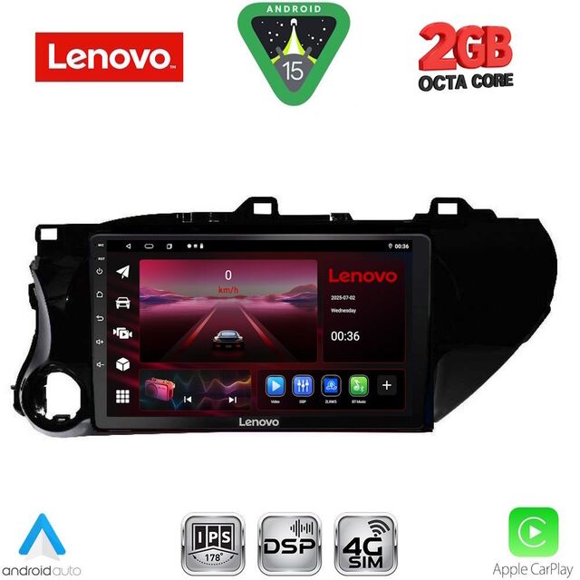 LENOVO LVF 5721_CPA (10inc) MULTIMEDIA TABLET for TOYOTA HILUX mod. 2017-2026