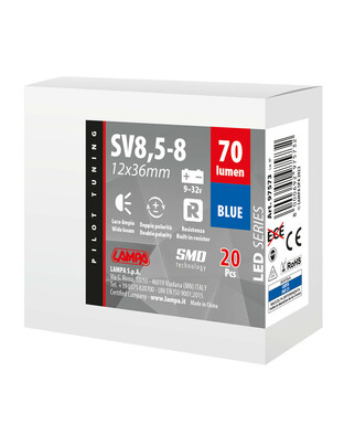 ΛΑΜΠΑΚΙ ΠΛΑΦΟΝΙΕΡΑΣ 9>32V SV28,5-8 2SMDx1CHIP LED 70lm CAN-BUS 12x36mm ΜΠΛΕ  ΚΟΥΤΙ LAMPA - 20 ΤΕΜ.