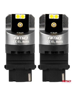 Amio - ΛΑΜΠΕΣ P27W 12/24V 6.000K 4SMD LED CAN-BUS ΛΕΥΚΑ PRO SERIES - 2 ΤΕΜ. (03587/AM)