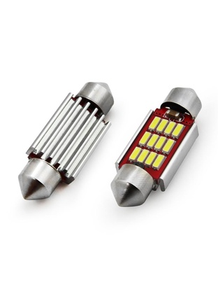 Amio - Λαμπάκια Πλαφονιέρας LED 39mm 12/24V 2.9W 5600K 12LED C5W Festoon Canbus Λευκό Φως για Εσωτερικό Φωτισμό και Πινακίδα Αυτοκινήτου - 2 τεμ. (01290/AM)