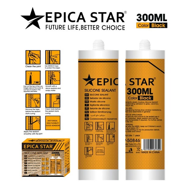 EPICA STAR ΣΦΡΑΓΙΣΤΙΚΗ ΣΙΛΙΚΟΝΗ ΜΑΥΡΗ 300ml EP-50846