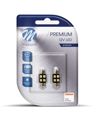 ΛΑΜΠΑΚΙΑ ΠΛΑΦΟΝΙΕΡΑΣ C5W/C10W 12V SV8.5 0,5W 31mm 4xSMD2835 LED OSRAM CAN-BUS ΛΕΥΚΟ 2ΤΕΜ. M-TECH