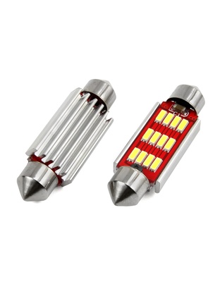 Amio - Λαμπάκια Πλαφονιέρας LED 41mm 12/24V 2.9W 5600K 12LED C10W Festoon Canbus Λευκό Φως για Εσωτερικό Φωτισμό και Πινακίδα Αυτοκινήτου - 2 τεμ. (01291/AM)