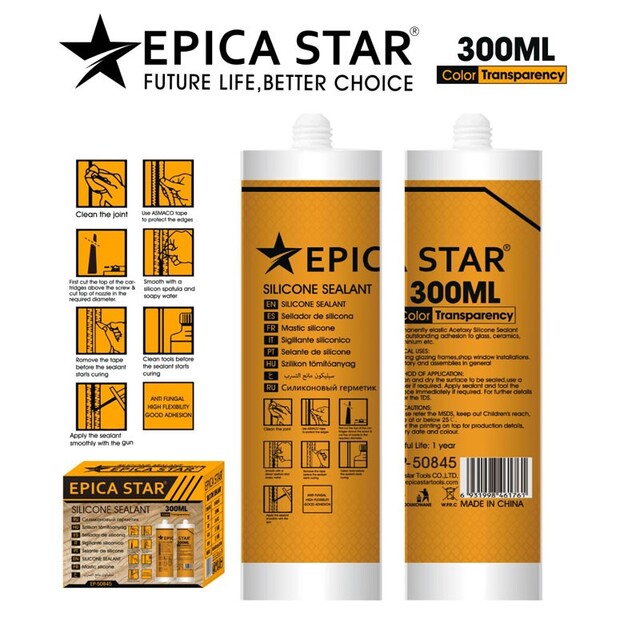 EPICA STAR ΣΦΡΑΓΙΣΤΙΚΗ ΣΙΛΙΚΟΝΗ ΔΙΑΦΑΝΗ 300ml EP-50845