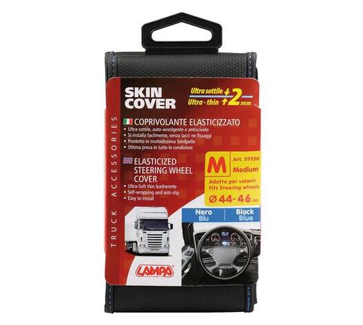 ΚΑΛΥΜΜΑ ΤΙΜΟΝΙΟΥ ΦΟΡΤΗΓΟΥ 44/46cm (M) SKIN-COVER ΜΑΥΡΟ ΜΕ ΜΠΛΕ ΡΑΦΗ ΕΛΑΣΤΙΚΟ 2mm ΠΑΧΟΣ