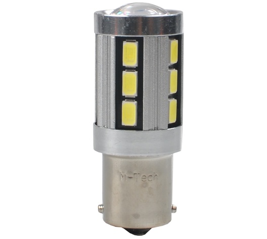 P21W 12V BA15s LED 18xSMD5730 PREMIUM ΛΕΥΚΟ (ΜΟΝΟΠΟΛΙΚΟ) BLISTER 2ΤΕΜ. M-TECH