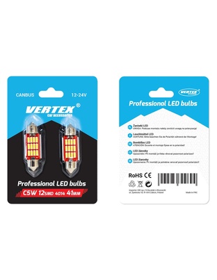 Amio - Λαμπάκια Πλαφονιέρας LED 41mm 12/24V 2.9W 5600K 12LED C10W Festoon Canbus Λευκό Φως για Εσωτερικό Φωτισμό και Πινακίδα Αυτοκινήτου - 2 τεμ. (01291/AM)
