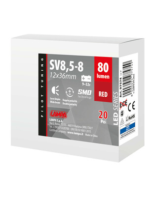 ΛΑΜΠΑΚΙ ΠΛΑΦΟΝΙΕΡΑΣ 9>32V SV28,5-8 2SMDx1CHIP LED 80lm CAN-BUS 12x36mm ΚΟΚΚΙΝΟ  ΚΟΥΤΙ LAMPA - 20 ΤΕΜ.