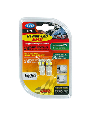 T10 W5W 12V W2,1x9,5d 28lm HYPER-LED15 ΛΕΥΚΟ ΔΙΑΘΛΑΣΗΣ 5SMDx3chips ΔΙΠΛΗΣ ΠΟΛΙΚΟΤΗΤΑΣ BLISTER 2ΤΕΜ.