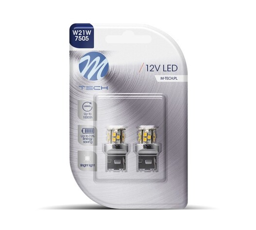 W21W 12V W3x16d 1,8W 21xSMD2835 LED ΛΕΥΚΟ BLISTER 2ΤΕΜ. M-TECH