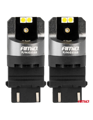Amio - ΛΑΜΠΕΣ P27/7W 12/24V 6.000K 4SMD LED CAN-BUS ΛΕΥΚΑ PRO SERIES - 2 ΤΕΜ. (03588/AM)