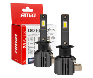 Amio - ΛΑΜΠΕΣ LED H1 12V 44W 6.500K 3.936lm CSP X4 SERIES AVIATOR PLUG & PLAY - 2 ΤΕΜ. (03761/AM)