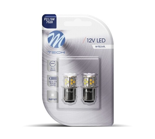 P21/5W 12V BAY15d 1,6W 21xSMD2835 LED ΛΕΥΚΟ BLISTER 2ΤΕΜ. M-TECH