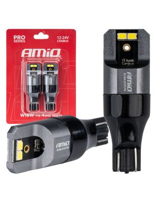 Amio - ΛΑΜΠΑΚΙΑ T15 W16W 12/24V 6.000K 4xSMD LED CAN-BUS ΛΕΥΚΟ 2016 PRO SERIES - 2 Τεμ. (03578/AM)