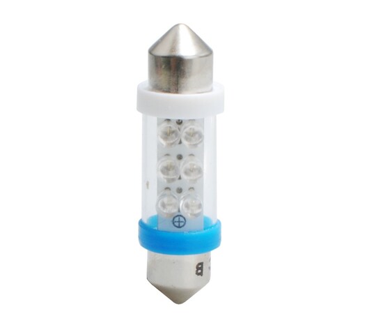 ΛΑΜΠΑΚΙΑ ΠΛΑΦΟΝΙΕΡΑΣ C5W/C10W 12V 0,37W SV8,5 36mm LED 6xFlux 3mm ΜΠΛΕ  M-TECH - 1 ΤΕΜ.