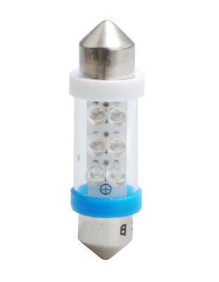 ΛΑΜΠΑΚΙΑ ΠΛΑΦΟΝΙΕΡΑΣ C5W/C10W 12V 0,37W SV8,5 36mm LED 6xFlux 3mm ΜΠΛΕ  M-TECH - 1 ΤΕΜ.