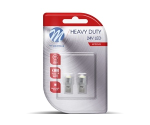 T10 W5W 24V W1,2x9,5d LED 1xHP ΛΕΥΚΟ ΔΙΑΘΛΑΣΗ (ΚΑΡΦΩΤΟ ΑΚΑΛΥΚΟ) BLISTER 2ΤΕΜ. M-TECH