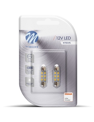 ΛΑΜΠΑΚΙΑ ΠΛΑΦΟΝΙΕΡΑΣ C5W 12V SV8.5 36mm 0,5W 6xSMD2835 LED OSRAM ΛΕΥΚΟ  BLISTER 2ΤΕΜ. M-TECH
