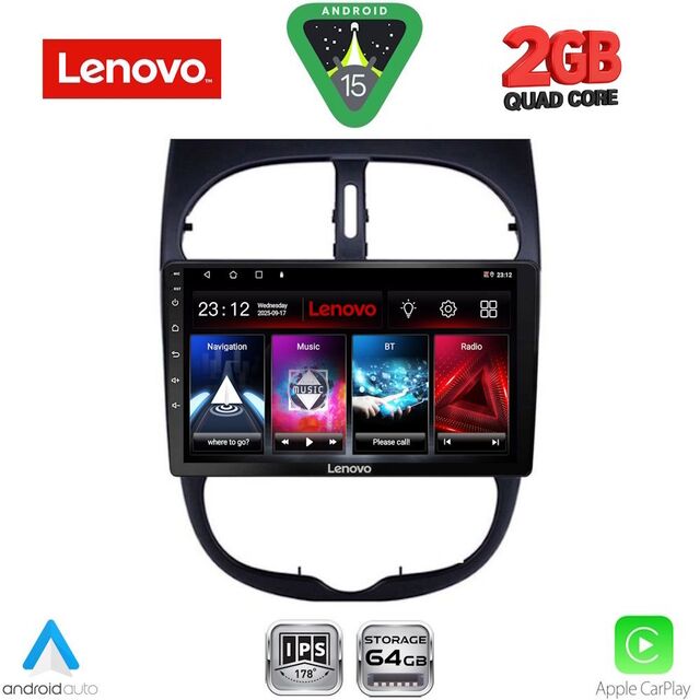 LENOVO LVD 2506_CPA (9inc) MULTIMEDIA TABLET for PEUGEOT 206 mod. 1998-2006