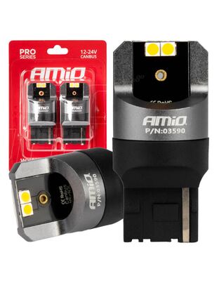 Amio - ΛΑΜΠΕΣ WY21W 12/24V 6.000K 4SMD LED CAN-BUS ΚΙΤΡΙΝΟ PRO SERIES - 2 ΤΕΜ. (03590/AM)